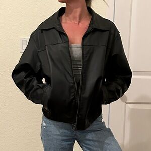 Women's Black leather bomber Jacket